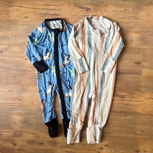 Bundle of 2 0-3 Months Bamboo Sleep and Play One Piece Long Romper Pajamas